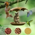 thumbnail image 3 of Animal Bird Feeder with Umbrella, Cute Squirrel/Cat/Dog Holding Umbrella Bird Feeder for Outdoors Hanging, Metal Squirrels Feed, Garden Yard Decor, for Birds Lovers Men Women Gifts, 3 of 9