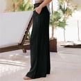 thumbnail image 4 of Pantalones Pantalones de cintura elástica Pantalones palazzo casuales Traje de vacaciones de línea H de mezcla de algodón Ygjytge Negro T M para Mujer, 4 of 6