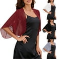 thumbnail image 2 of Women Sheer Shrug, Chiffon Short Sleeved Open Front Cardigan Lightweight Cropped Tops Shrug for Evening Dress T-shirt, 2 of 21