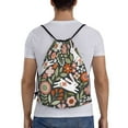 thumbnail image 2 of Kdxio Rabbits on Floral Print Drawstring Backpack Bag,Waterproof Draw String Back Sack, Gym Drawstring Bags Swim Bag For Unisex, 2 of 9