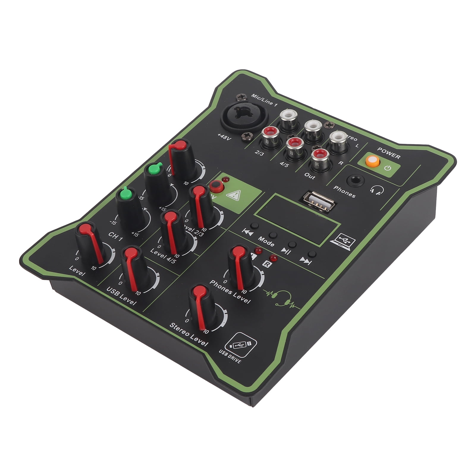 M Buder 5 Channel Line Mixer Mini Audio Mixer with Bluetooth USB Reverberation Effect for Mobile Phones Tablets Computers, Compact Portable Audio Production Studio Mixer, Black