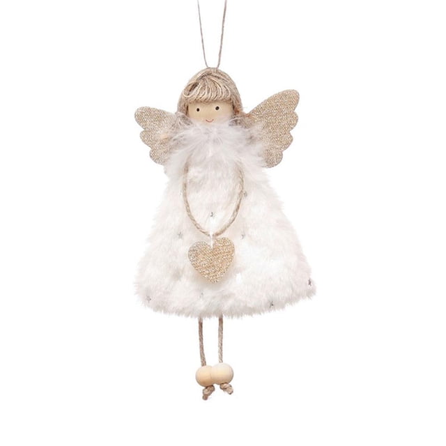 Adornos de juguete de niña ángel de Navidad, lindos muñecos para bebés, regalos para niños (blanco)