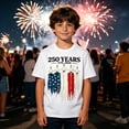 thumbnail image 2 of FINALGANG Boys Kids Crew Neck Short Sleeve T Shirt With 250 Years 1776-2026 Distressed American Flag Fighter Jet Print Patriotic Casual Tee For Independence Day White 8-9 Years, 2 of 4