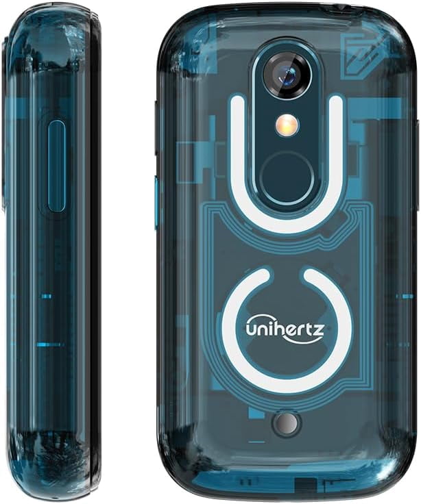 Unihertz Jelly Star Mini Smartphone 3 Inch Smallest Tiny 4G Cell Phone Android 13 Transparent Design LED Light NFC OTG 8GB RAM 256GB ROM (Blue)
