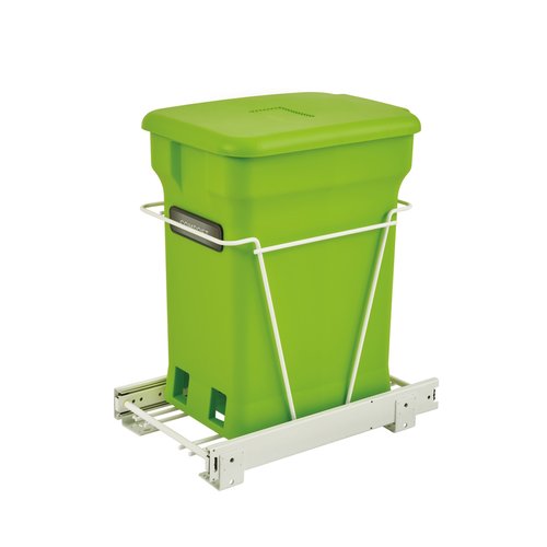 RevAShelf Compost Bin PullOut System with White Wire Bottom Mount