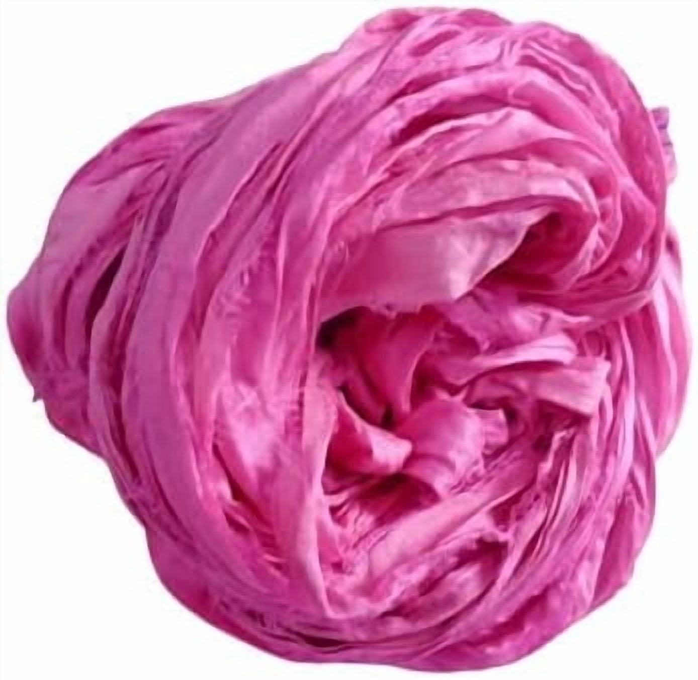 Knitsilk Recycled Sari Silk Ribbon Yarn|Best for Crochet, Knitting, and Embroidery |Sustainable and Unique|50 GMS-30Yards-Hot Pink|Pack of 2