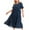 Navy, variant on Bigersell Wedding Dress Women's Fashion Summer Round Neck Short Sleeve Boho Solid Color Plus Size Beach Dress Prom Dresses Women's Plus Maxi Dresses, Style 30109, Navy XL