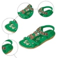 thumbnail image 5 of Rokment Womens Bohemian Beach Wedge Low Heels Dressy Sandals Ethnic Vintage Rhinestones Heart Charms Elastic Ankles Strap Comfortable Dress Walking Summer Shoes E Size 7, 5 of 7