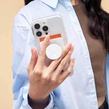 PopSockets スマホグリップ ポップウォレット+ MagSafe対応 アダプターリング付属(白いお花畑) PopWallet+ MagSafe Blanc Fresh 806927 返品種別A