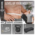 thumbnail image 2 of SAKAE Black Step Aerobics Platform Set with Kettlebell & Measuring Tape, Aerobic Steppers for Exercise at Home, Adjustable Height 2 Level Risers Workout Step Trainer with Non-Slip Surface, 2 of 9
