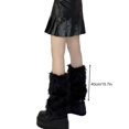 thumbnail image 6 of Opvise 1 Pair Winter Calf Covers Faux Fur Fuzzy Anti-slip Solid Color Elastic Thickened Daily Wear Sports Outing Leg Warmers White 2, 6 of 8