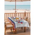 thumbnail image 2 of Outdoor Tablecloth with Umbrella Hole for Patio/Picnic/Party/Camping, 4th of July Waterproof Table Cloth Rectangle Table Cover Washable, Vintage Floral Blue Red Independence Day (60"x 84"), 2 of 9