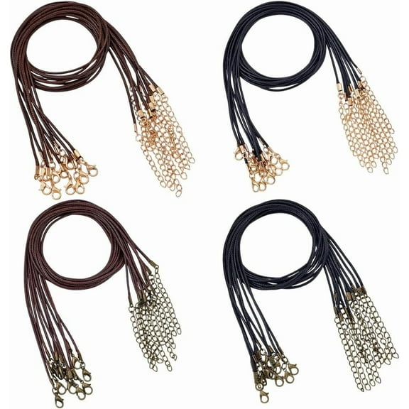 40 Pcs 4 Styles Leather Waxed Necklace Chain Cord 46cm (18.11 inch) Bulk Charm Stringing Cord for Bracelet Necklace Jewelry Making Stringing Supplies Accessories for making