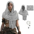 thumbnail image 2 of ZQUUVOU Men's and Women's Medieval Cloak Hood Shawl Cowl Scarf Renaissance Apocalyptic Cape Accessory Neck Gaiters Gray, 2 of 7