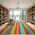 thumbnail image 2 of ODIKA 9'x12' Washable Area Rug Mid Graphic Bold Multicolor Vertical Playful Crayon Century Retro for Dining Room, Basement, Large Office, Non-Slip Chair-Friendly, 2 of 7