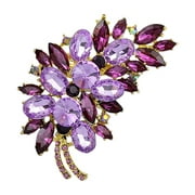 Yesbay Vintage Feather Flower Rhinestone Brooch Broach Pin Banquet Badge Breastpin