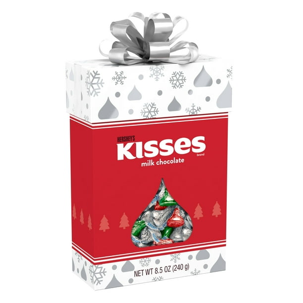 Hershey's Kisses Milk Chocolate Candy, Holiday Gift Box, 8.5 Oz