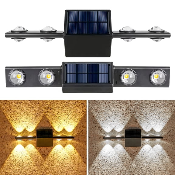 LITOM 2 Pack Outdoor Solar Fence Lights - 8 LED Beads, IP65 Waterproof Solar Powered Wall Lights, 8-10H Lighting Time for Backyards Patios Fences Swimming Pools Stairs