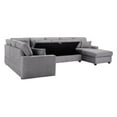 thumbnail image 2 of Sary 137 inch Sectional Sofa w Chaise- 2 Throw Pillows- Gray Chenille, 2 of 6