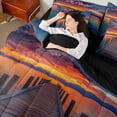 thumbnail image 5 of Manfei Rustic Lake Sunset Fire Cloud Bedding Comforter Set for Kids Boys and Girls, Lake House Queen Bedding Sets, Black Reversible 7 Pieces, 5 of 6