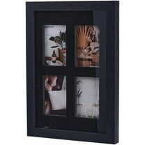 Trading Card Display Frame 4 Cards Baseball Card Display Case Wall-Mounted Sports Card Display Frame Black Wood Holder for Basketball Football Hockey Standard Cards for DIY