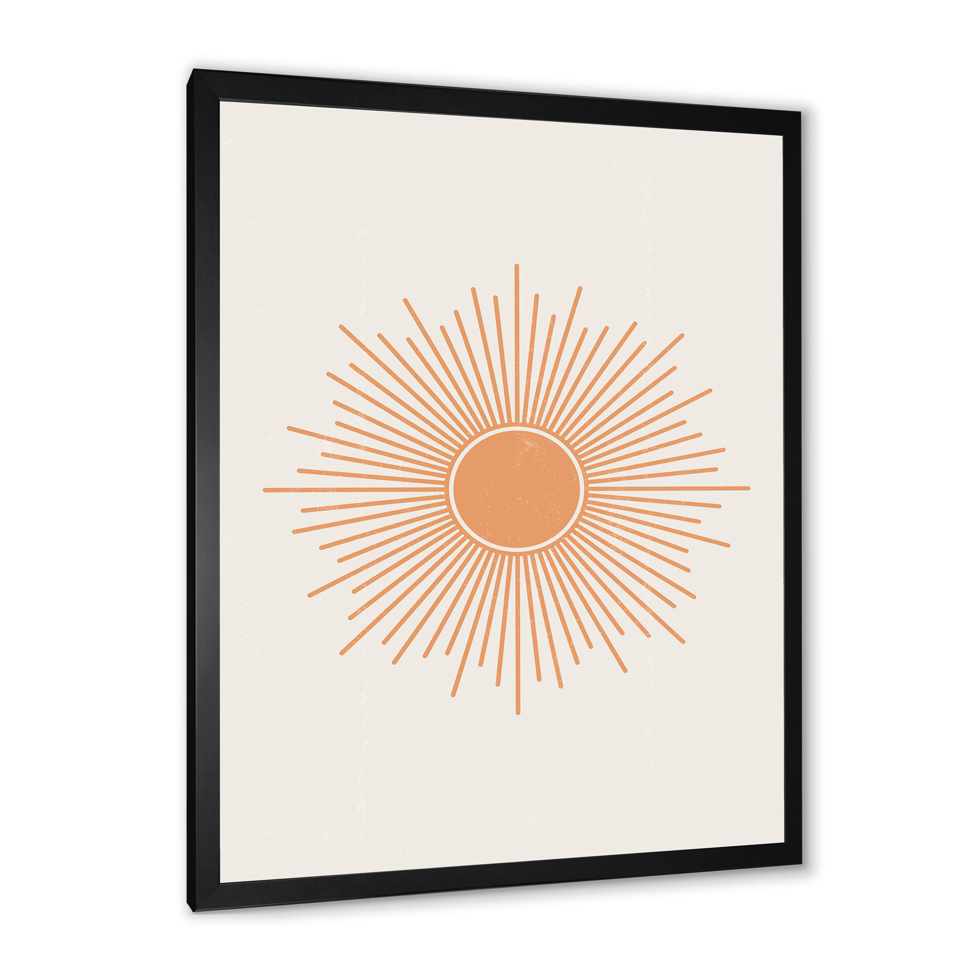 Designart 'Minimal Bright Shining Orange Sun Rays III' Modern Framed Art Print
