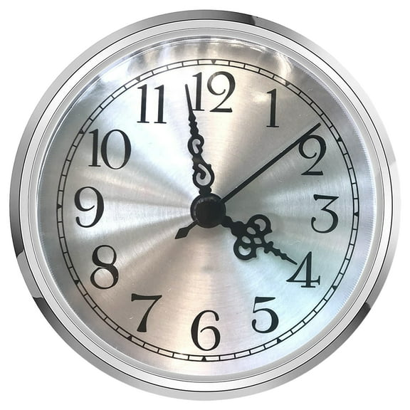 Acahhotxx Clock Insert, Elegant Round Clock Insert With Roman/Arabic Numerals Gold/Silver Trim Option Small Clock For Home Offices - V