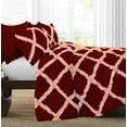 thumbnail image 3 of 1 Piece Luxury Two Tone Diamond Ruffle Pattern Comforter Super Soft, All Season 800 Thread Count, 100% Egyptian Cotton, Oversized Super King Size Burgundy-Peach Color, 3 of 4
