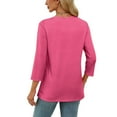 thumbnail image 5 of Olyvenn Women's Casual 3/4 Sleeve T-Shirts Round Neck Cute Tunic Tops Basic Tees Blouses Loose Fit Pullover Hot Pink XXL, 5 of 9