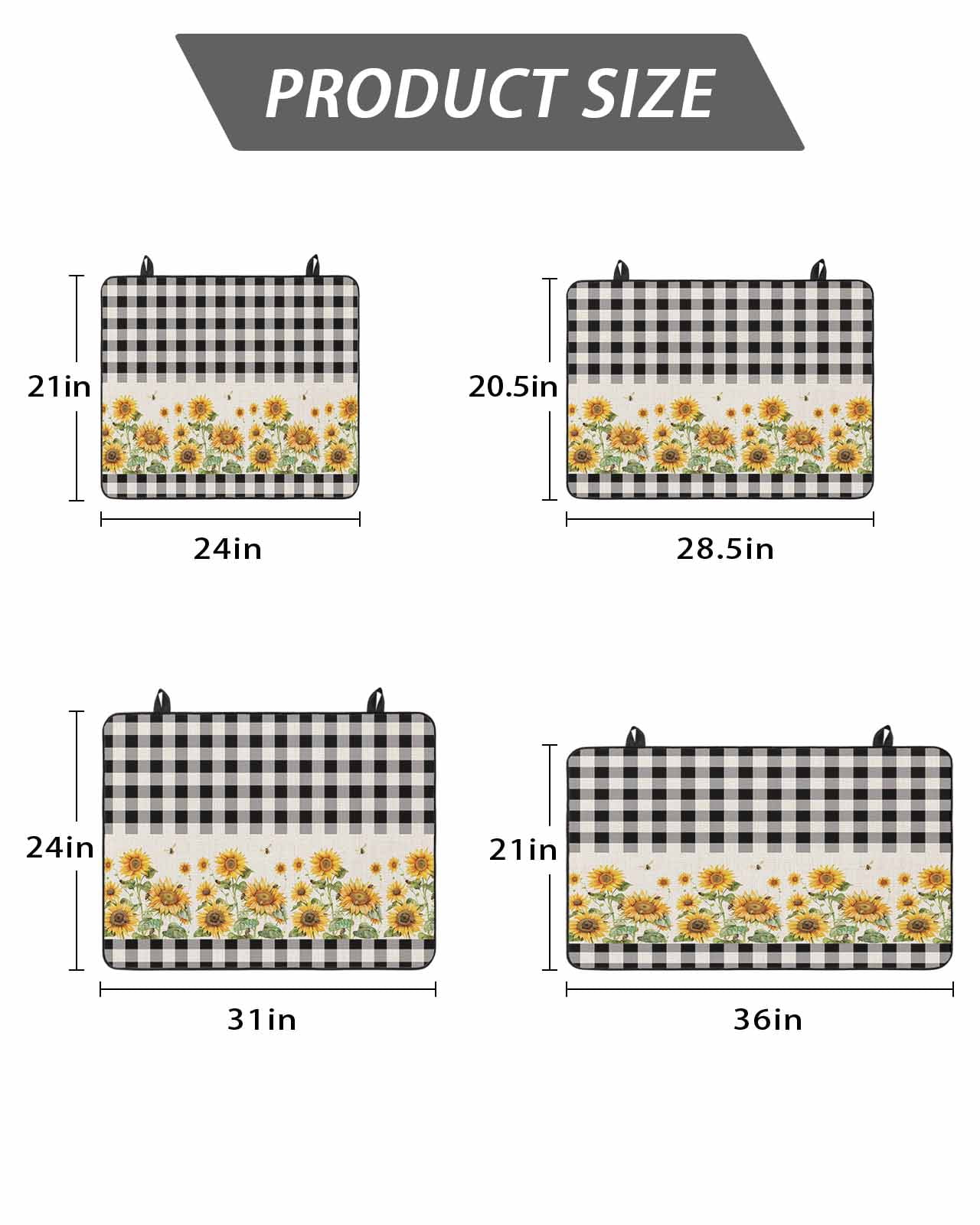Stove Top Covers for Electric Stove, Sunflower Glass Stovetop Cover Protector, Retro Buffalo Plaid Black White Country Bee Induction Cooktop Protector Oven Mat for Kitchen Countertop 24"x21"