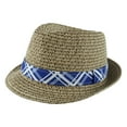 thumbnail image 1 of PEAK 2 PEAK Unisex Kids Straw Trilby Fedora Cap Felt Fedora Hat Short Brim Sunhat - Printed band - Size 2-4 Years, 1 of 6