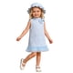 thumbnail image 1 of Estilo de Verano Que Coincide con los Conjuntos de Color Sólido de las Niñas Se Levantan Vestido de Cuello con Flor Impresión Arco Y Malla Detalles Decorativos, Coincidencia Sombrero de Sol Acariciad, 1 of 7