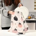 thumbnail image 5 of Multi-Purpose Kitchen Towels 28x18 Inch Dishcloths with Hanging Loop Decorative and Practical Towels for Kitchen, Dining Peach Pumpkins with Black Bows, 5 of 6