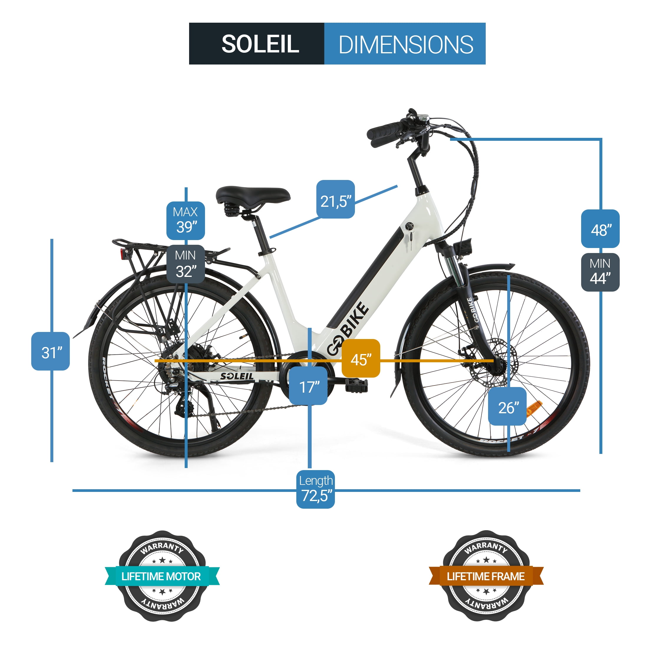 GOBIKE Soleil Electric Bike, Electric Bicycle for Adults, Up to 30 Miles Range, 330 lbs Weight Capacity