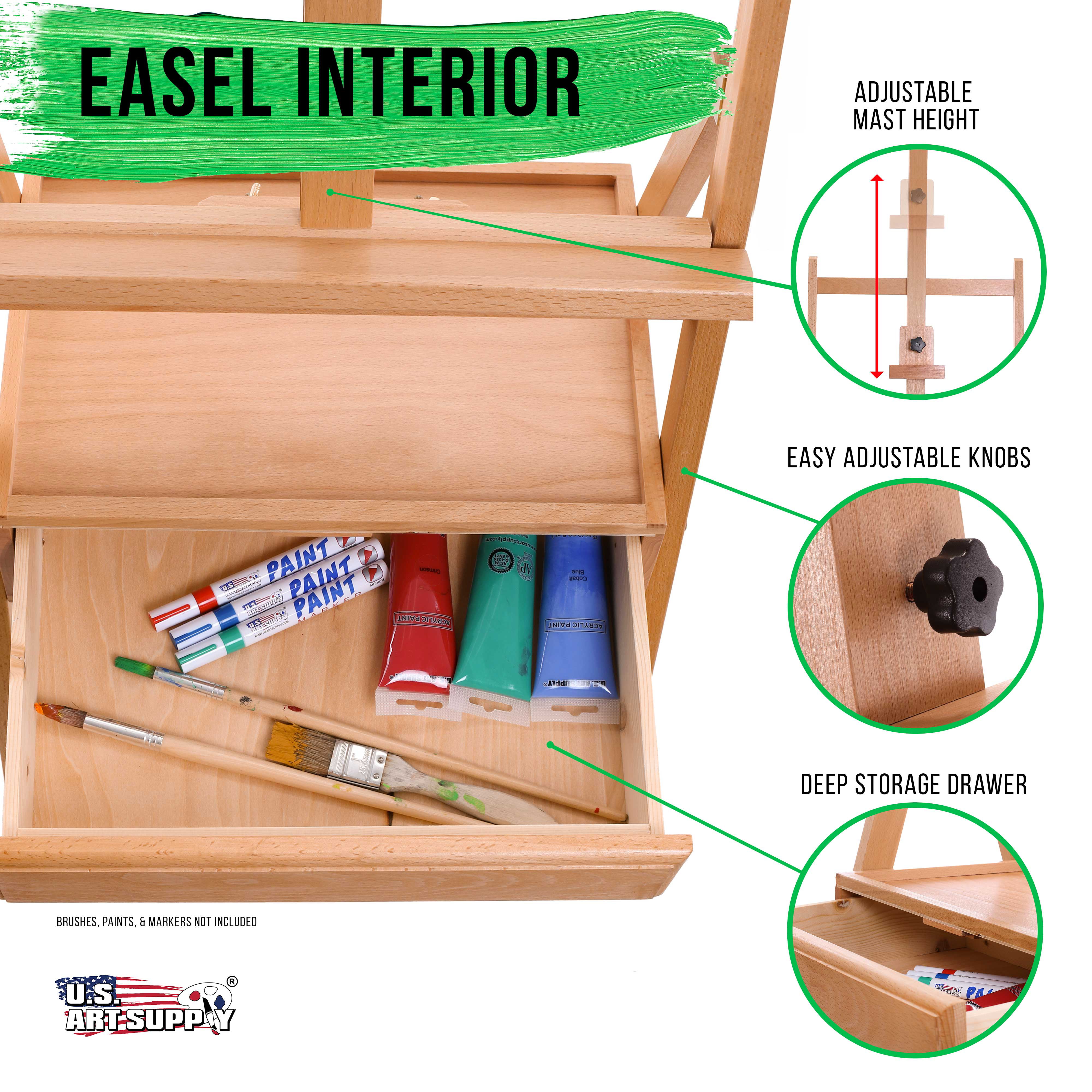 Extra Large Double Mast Wooden H-Frame Studio Floor Easel with Artist  Storage Tray, Easel - Fry's Food Stores