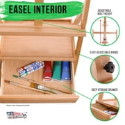 U.S. Art Supply Large Wooden H-Frame Studio Easel with Artist Storage Drawer - Mast Adjustable to 75 High, Beechwood