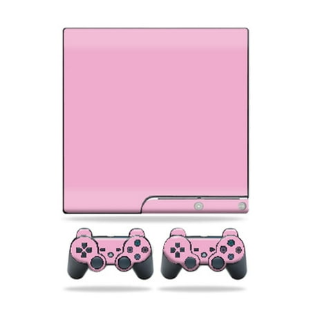 Skin Decal for Sony Playstation 3 PS3 Slim + 2 controllers sticker Solid Pink