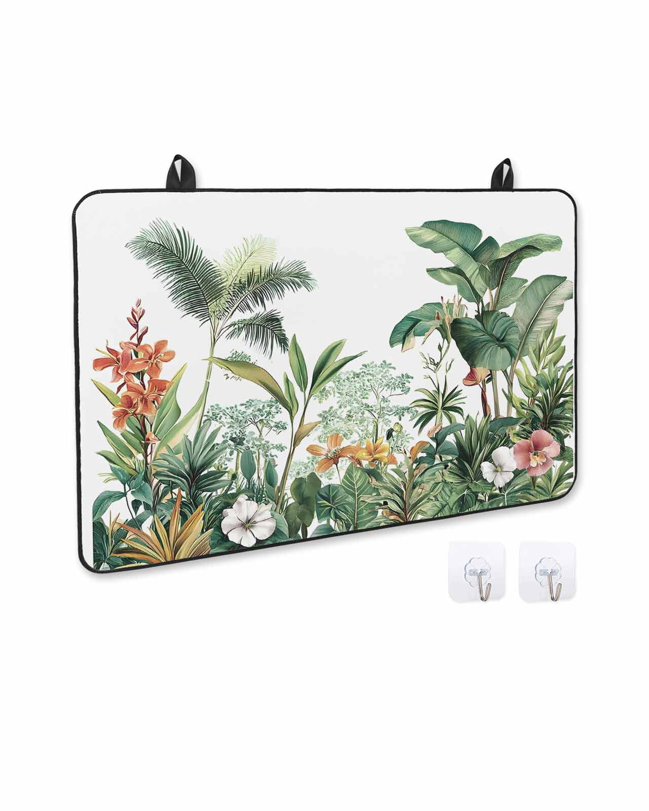 nqOlkjepod Large Induction Cooktop Protector Mat 36"x21", Green Tropical Leaves Stove Top Covers for Electric Stove, Summer Floral Vintage Decorative Stove Burner Cover Mats, Glass Top Stove Cover