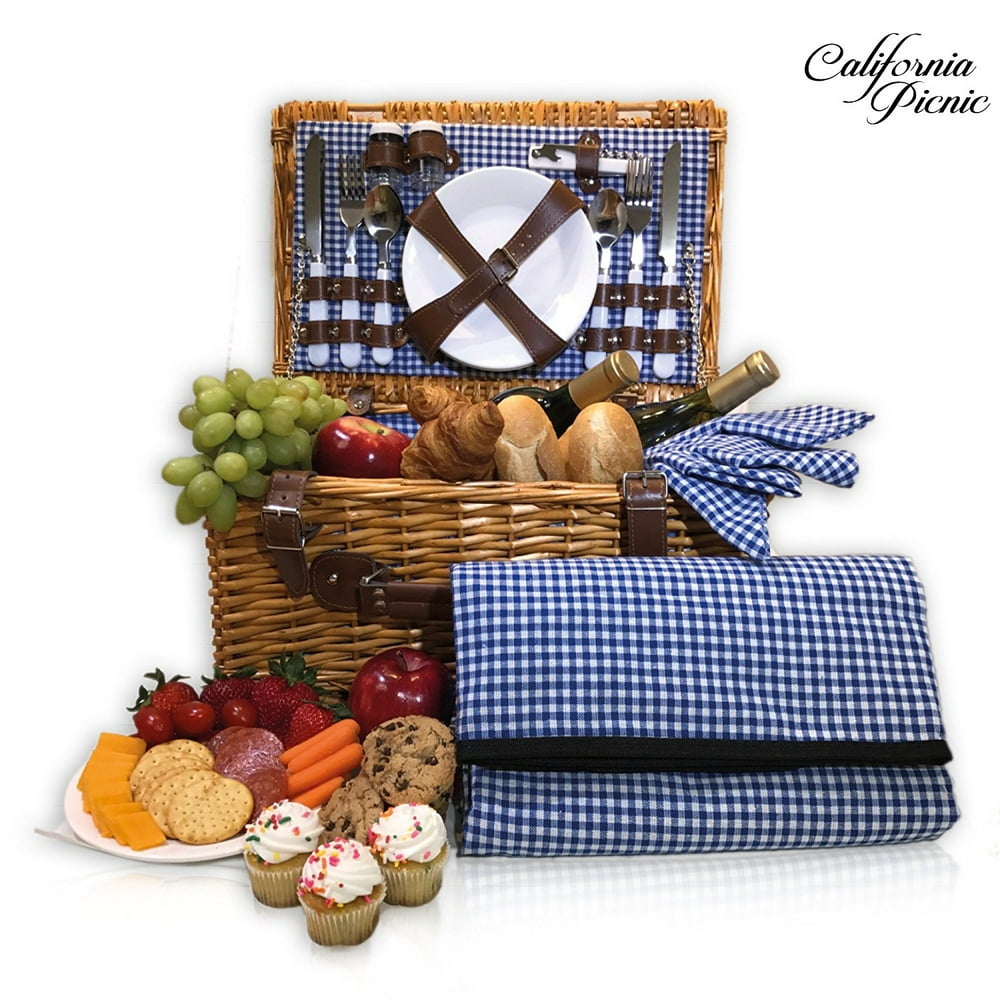 CALIFORNIA PICNIC Picnic Basket Set for 4 Person Folding Picnic