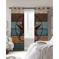 thumbnail image 4 of Texas Star Kitchen Curtains Teal Brown Farmhouse Wooden Country Cafe Short Curtains for Bathroom Blackout Window Curtain Grommet Small Window Treatment Tier Drapes for Bedroom Living Room 42"x45"x2, 4 of 9