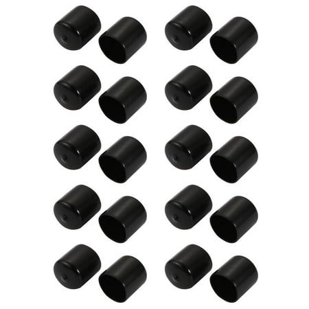 

20Pcs 28mm Inner Dia PVC Flexible Vinyl End Cap Screw Protector Cover Black