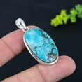 thumbnail image 2 of Natural Tibetan Turquoise Gemstone 925 Sterling Silver Pendant 1.89", 2 of 2