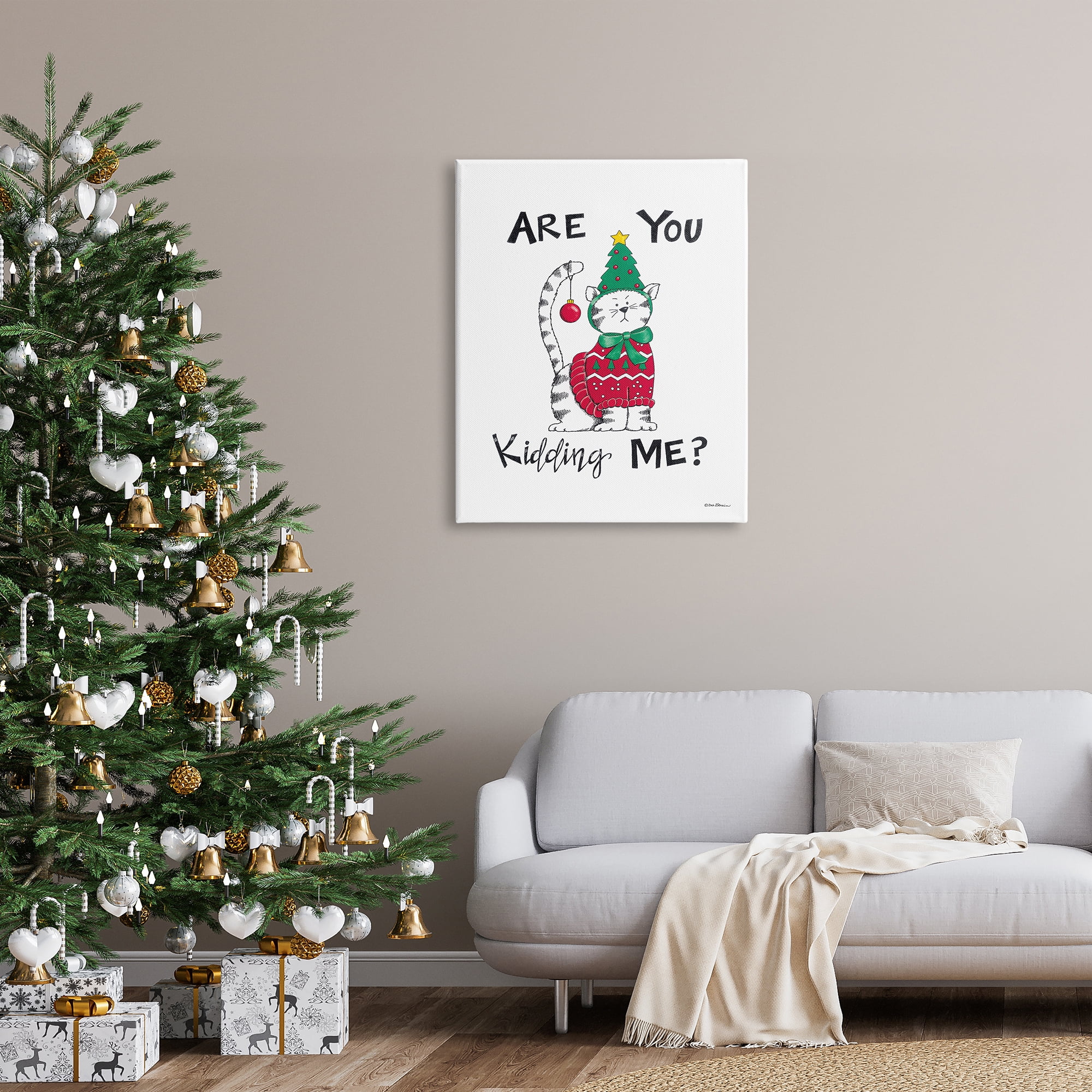 Stupell Industries Cat in Christmas Costume Holiday Painting Gallery Wrapped Canvas Print Wall Art, 30 x 40