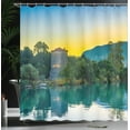thumbnail image 4 of Ambesonne Nature Shower Curtain, Sunrise at Lake, 69"Wx84"L, Blue Green, 4 of 5
