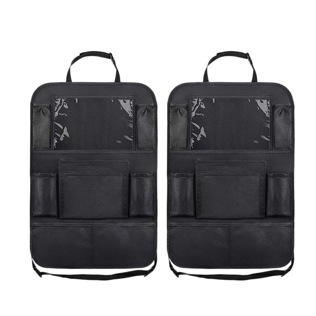 2pcs Multi-function Car Storage Bag Car Back Seat Pouch Oxford Cloth Organizer Car Backseat Bag (Black)
