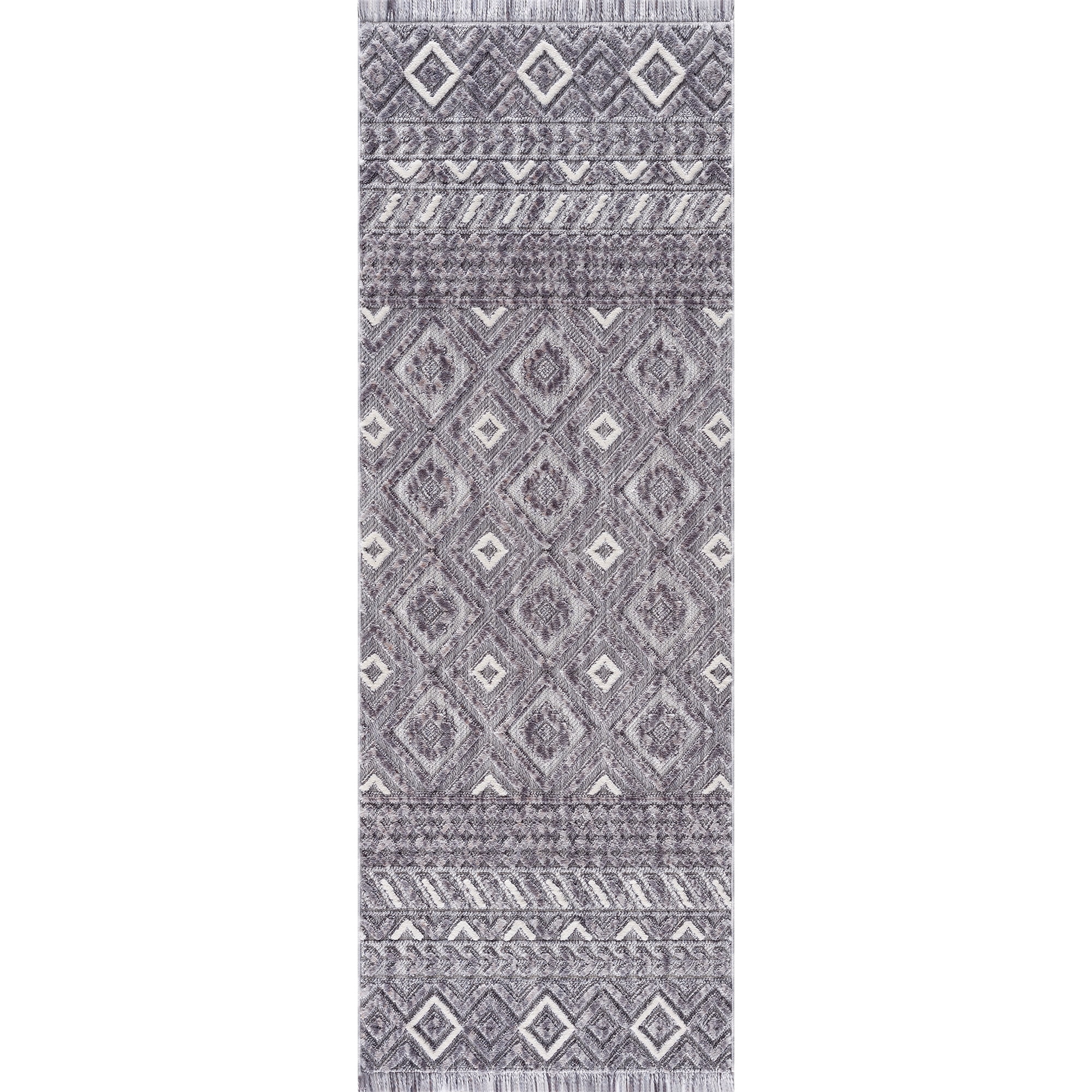 United Weavers Keya Leya Modern Geometric Runner Rug, Smoke, 2'7" x 7'2"