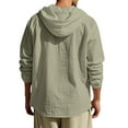 thumbnail image 3 of Dwelliawo Hoodie Shirts for Men Zip Up Long Sleeve Linen Sweatshirt Summer Casual Tops Drawstring Hoodie Army Green 2XL, 3 of 3