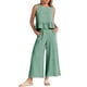 thumbnail image 1 of Conjunto de dos piezas para mujer: top corto sin mangas con volantes y pantalones anchos, cintura elástica, bolsillos, conjunto informal de verano, 1 of 7