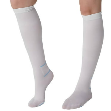 AUQ Compression Socks,Flexible Supportive Knee High Socks,Essential Therapeutic Compression Socks for Men,White,XL