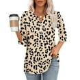 thumbnail image 4 of Neewe V Neck Blouses for Women Dressy Casaul 3/4 Length Sleeve Womens Tops Button Down Shirts, 4 of 5